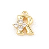 Brass Micro Pave Clear Cubic Zirconia Charms KK-Z151-18G-R-1