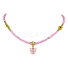 Glass Seed Beads & Flower Handmade Lampwork Beaded Necklaces NJEW-MZ00065-01-2