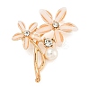 Alloy Crystal Rhinestone Flower Brooch JEWB-U006-14KCG-1