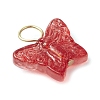 Spray Painted Glass Butterfly Pendants PALLOY-JF03847-02-4