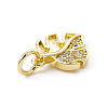 Brass Micro Pave Clear Cubic Zirconia Leaf Charms ZIRC-F132-48G-3