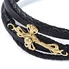 Men's Black PU Leather Cord Multi-Strand Bracelets BJEW-K243-44G-2