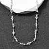 Handmade Brass & Faceted Rondelle Glass & Imitation Pearl Link Chain Necklaces for Women NJEW-F353-01G-4