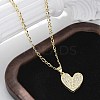 Brass Micro Pave Clear Cubic Zirconia Heart Pendant Necklaces for Women NJEW-M088-01G-01-1