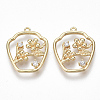 Brass Micro Pave Clear Cubic Zirconia Pendants KK-S356-031G-NF-1