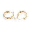 Twist Brass Hoop Earrings EJEW-T047-99G-3