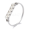 304 Stainless Steel White Round Plastic Beaded Bangles BJEW-G700-09P-1