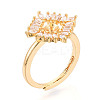 Rhombus Brass Micro Pave Clear Cubic Zirconia Cup Peg Ring Settings KK-T076-17G-1