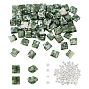1 Strand Square Natural Green Spot Jasper Beads Strands G-NB0005-60-1