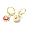 Heart Real 18K Gold Plated Brass Dangle Leverback Earrings EJEW-L268-025G-01-2