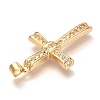 Brass Micro Pave Clear Cubic Zirconia Pendants ZIRC-O038-04G-3