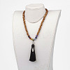 Buddhist Wood Mala Beads Necklaces NJEW-JN01760-3