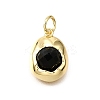 Natural Black Onyx(Dyed and Heated) Faceted Oval Charms KK-V011-45B-G-1