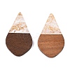 Transparent Resin and Walnut Wood Pendants RESI-T057-06N-2