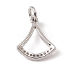 Brass Micro Pave Clear Cubic Zirconia Ginkgo Leaf Charms ZIRC-F132-85P-2