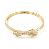 Bowknot Brass Pave Clear Cubic Zirconia Hinged Bangles for Women BJEW-Z062-01B-2
