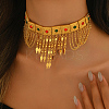 Ramadan & Eid Mubarak Brass Middle Eastern Square Tassel Choker Necklaces for Women's Party Accessories QC1236-2