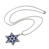 201 Stinless Steel Enamel Box Chain Star of David Pendant Necklaces NJEW-P316-05P-2