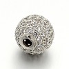 CZ Brass Micro Pave Cubic Zirconia Round Beads ZIRC-L017-01P-2