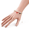 Round Glass Braided Bead Bracelet with Alloy Enamel Heart Charm for Women BJEW-JB08233-02-3