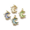 Brass Micro Pave Clear Cubic Zirconia with Glass Charms KK-G525-06G-1