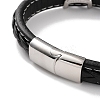 Men's Braided Black PU Leather Cord Bracelets BJEW-K243-34AS-3