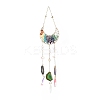 Gemstone Chips Beaded Moon Hanging Sun Catchers HJEW-M004-03-1