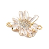 Flower Brass Micro Pave Clear Cubic Zirconia Connector Charms LS-KK-M326-06-G02-2