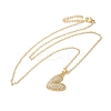Brass Micro Pave Clear Cubic Zirconia Cable Chain Heart Pendant Necklaces for Women NJEW-C054-01G-3
