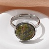 Half Round Natural & Synthetic Gemstone Finger Rings RJEW-M062-01P-23-6