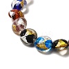 Handmade Gold Foil and Silver Foil Lampwork Flat Round Beads FOIL-C001-02A-3