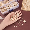 6 Style Natural Round Wood Beads and Jute Cords WOOD-YW0001-02-8