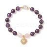 Natural Amethyst & Quartz Crystal & Rose Quartz Round Beaded Bracelets BJEW-JB11934-02-2