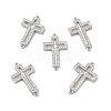 Brass Micro Pave Clear Cubic Zirconia Connector Charms KK-E068-VB325-1