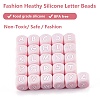 20Pcs Pink Cube Letter Silicone Beads 12x12x12mm Square Dice Alphabet Beads with 2mm Hole Spacer Loose Letter Beads for Bracelet Necklace Jewelry Making JX435U-4
