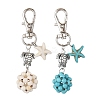 Starfish & Round Synthetic Turquoise Pendant Decorations HJEW-JM03276-2