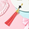 Cross Acrylic & Faux Suede Tassel Pendant Decorations HJEW-YW00078-07-1