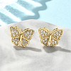 Butterfly Brass Micro Pave Clear Cubic Zirconia Stud Earrings EJEW-A132-07G-1