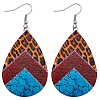 Imitation Leather Teardrop with Leopard Print Dangle Earrings BOHO-PW0001-004A-1