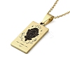 304 Stainless Steel Black Enamel Rectangle with Constellation Pendant Necklaces NJEW-I128-01L-1