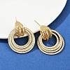 Multilayer Ring Brass Micro Pave Clear Cubic Zirconia Stud Earrings EJEW-S275-02G-1
