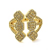 Brass with Cubic Zirconia Rings RJEW-B057-04G-04-2