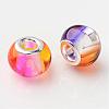 Mixed Color Spray Painted Two Tone Glass Rondelle Large Hole European Beads X-GPDL-R003-M1-2