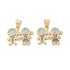 Brass Micro Pave Colorful Cubic Zirconia Pendants CU-CBA9AFC-01G-19-1