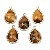 Natural Tiger Eye Faceted Pendants G-I382-05G-09-1