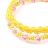 2Pcs 2 Colors Peach Blossom Braided Cord Bracelet BJEW-JB07610-01-4