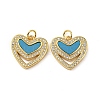 Brass Micro Pave Cubic Zirconia with Synthetic Turquoise Pendants KK-K356-24C-G-1