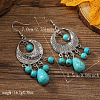 Bohemian Fringed Synthetic Turquoise Dangle Earrings LS-LN9016-2-2