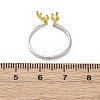 Antler Shape 925 Sterling Silver Micro Pave Cubic Zirconia Cuff Rings for Women RJEW-U046-01P-3