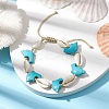Summer Cowrie Shell & Synthetic Turquoise Braided Bead Bracelets BJEW-JB10370-2